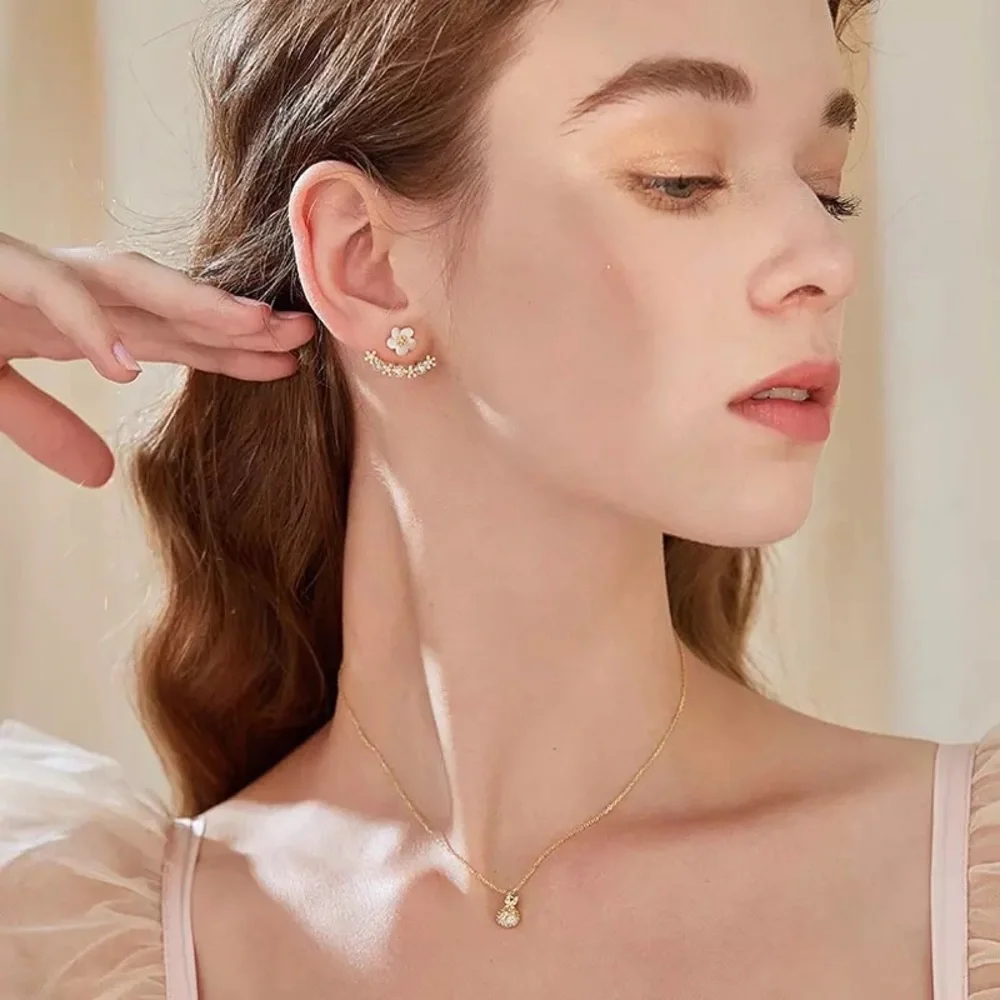 “Spring Fling” Floral Diamond Climber/Crawler Hippie Dainty Simple Cute Earrings - Picture 2 of 6